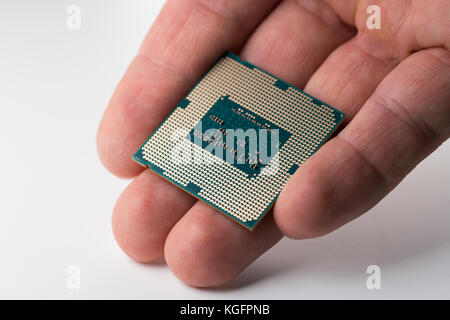 computer processor in hand Stock Photo