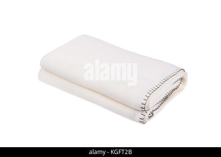 White wool blanket isolated on white background. Stock Photo