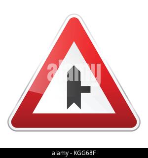 Road red sign on white background. Road traffic control.Lane usage. Regulatory sign. Stop and yield. Street. Stock Vector