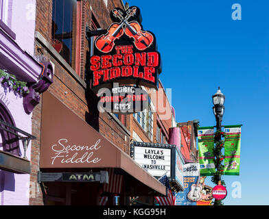 Ssigns along Broadway in downtown Nashville,Tennessee, USA Stock Photo