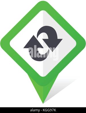 Rotation green square pointer web and mobile phone vector icon in eps 10 on white background with shadow Stock Vector