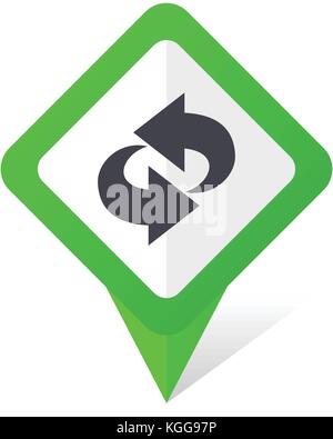 Rotation green square pointer web and mobile phone vector icon in eps 10 on white background with shadow Stock Vector
