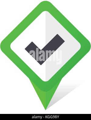 Accept green square pointer web and mobile phone vector icon in eps 10 on white background with shadow Stock Vector