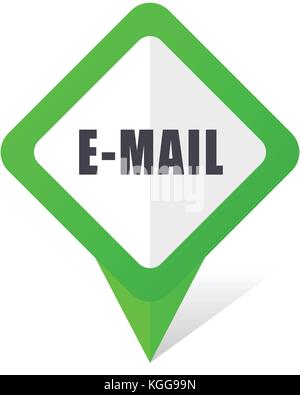 Email green square pointer web and mobile phone vector icon in eps 10 on white background with shadow Stock Vector