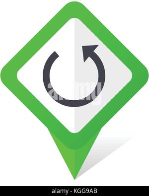 Rotate green square pointer web and mobile phone vector icon in eps 10 on white background with shadow Stock Vector