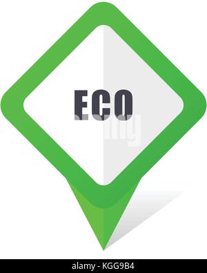 Eco green square pointer web and mobile phone vector icon in eps 10 on white background with shadow Stock Vector