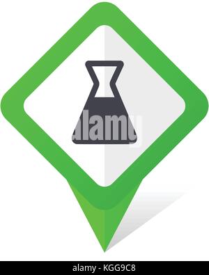 Laboratory green square pointer web and mobile phone vector icon in eps 10 on white background with shadow Stock Vector