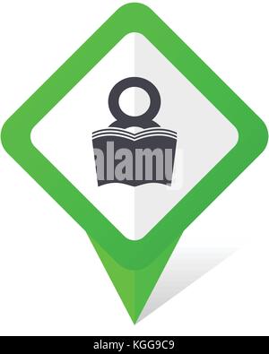 Book green square pointer web and mobile phone vector icon in eps 10 on white background with shadow Stock Vector