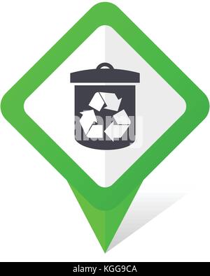 Recycle green square pointer web and mobile phone vector icon in eps 10 on white background with shadow Stock Vector