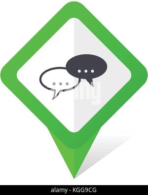 Forum green square pointer web and mobile phone vector icon in eps 10 on white background with shadow Stock Vector
