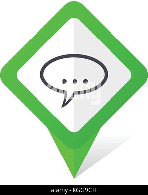 Forum green square pointer web and mobile phone vector icon in eps 10 on white background with shadow Stock Vector