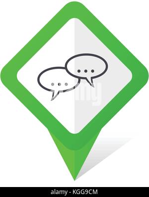 Forum green square pointer web and mobile phone vector icon in eps 10 on white background with shadow Stock Vector