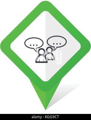 Forum green square pointer web and mobile phone vector icon in eps 10 on white background with shadow Stock Vector