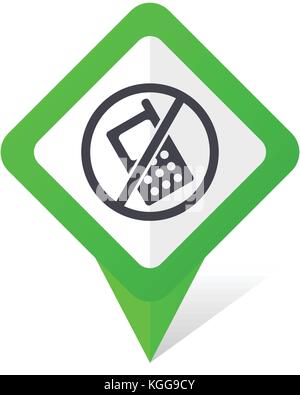 No phone green square pointer web and mobile phone vector icon in eps 10 on white background with shadow Stock Vector