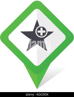 Star green square pointer web and mobile phone vector icon in eps 10 on white background with shadow Stock Vector