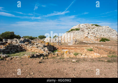 Talaiotic sanctuary complex in So na Cacana, Menorca, Balearic Islands, Spain, Mediterranean Sea. Stock Photo