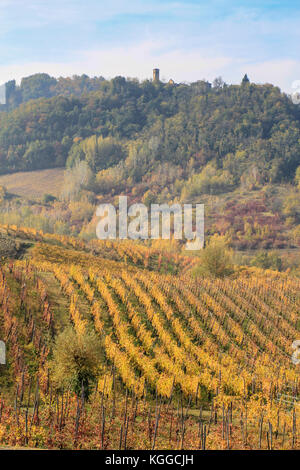 The landscape of the hills of the Oltrepo Pavese, you can see the hills where it is produced the wine of high quality Stock Photo