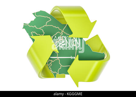 Recycling in Saudi Arabia concept, 3D rendering isolated on white background Stock Photo