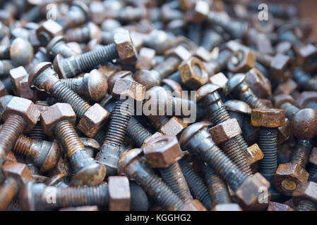 Rusty nuts and bolts Stock Photo