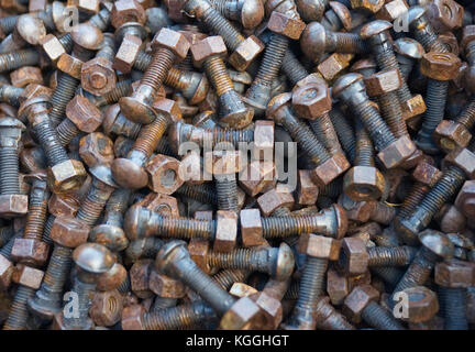 Rusty nuts and bolts Stock Photo