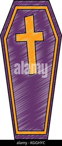 coffin halloween decorative icon vector illustration design Stock Vector