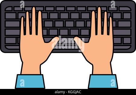 hands human with keyboard vector illustration design Stock Vector