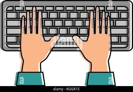 hands human with keyboard vector illustration design Stock Vector