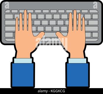 hands human with keyboard vector illustration design Stock Vector