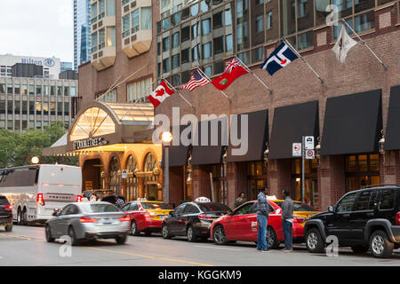 Toronto, Canada - Oct 11, 2017: Exterior of the luxury hotel Double Tree by Hilton in the city of Toronto. Province of Ontario, Canada