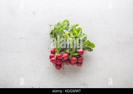 Top of view  fresh radish on concrete background. Stock Photo
