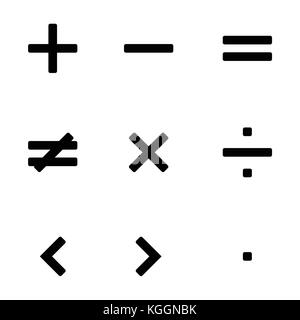 Vector illustration simple math symbols, signs set, collection in black color isolated on white background. Stock Vector