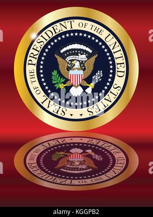 A depiction of the seal of the president of the United States of America with reflection Stock Vector