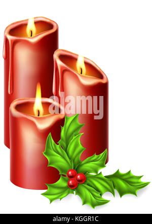 Christmas Candles and Holly Stock Vector