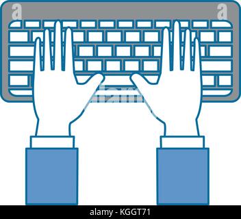 hands human with keyboard vector illustration design Stock Vector