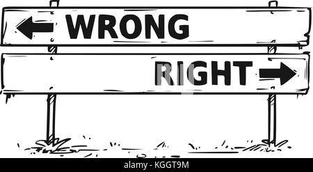 Vector drawing of wrong or right way road block arrow sign. Stock Vector