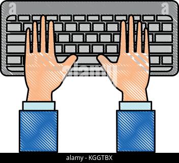 hands human with keyboard vector illustration design Stock Vector
