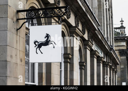 Lloyds Bank black horse logo outside a Newcastle upon tyne branch Stock Photo