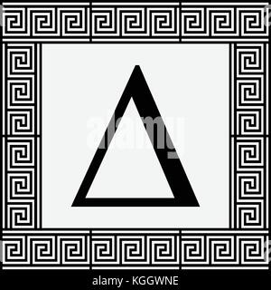 Delta Greek letter icon, Delta symbol in ancient Greek frame, vector illustration. Stock Vector