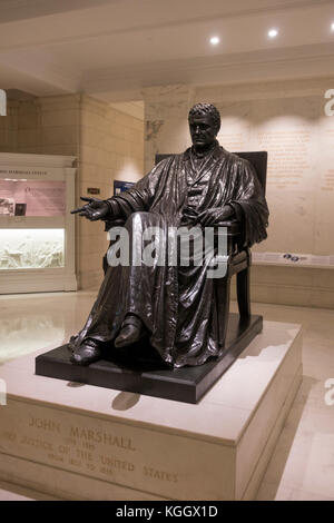 Statue of Chief Justice John Marshall in the Supreme Court Building, Washington DC, United States. Stock Photo