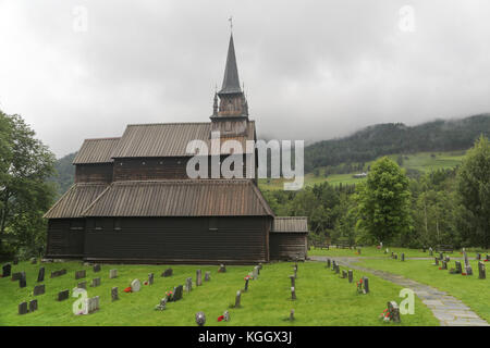 The Kaupanger Stave Church is the largest stave church in Sogn og Fjordane, Norway Stock Photo