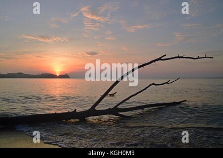 waiting for sunrise at Cherating Beach, Kuantan, Pahang, Malaysia Stock Photo