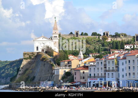 piran slovenia koper venice tartini church Stock Photo