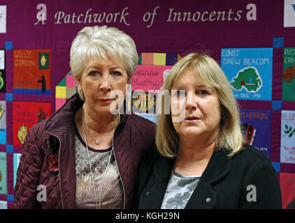 Margaret Veitch and her sister Joan, whose parents William and Agnes Mullan were killed in the Enniskillen bombing. PRESS ASSOCIATION Photo. Picture date: Wednesday November 8, 2017. Relatives whose loved ones were killed in the Enniskillen bombing have vowed to keep their memories alive and continue fighting for justice, on the 30th anniversary of the atrocity. See PA story ULSTER Enniskillen Quinton. Photo credit should read: Niall Carson/PA Wire. PRESS ASSOCIATION Photo. Picture date: Monday November 6, 2017. See PA story ULSTER Enniskillen Mullan. Photo credit should read: Niall Carson/PA  Stock Photo