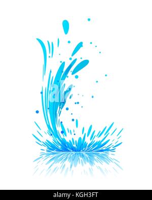 Drop of water and splashes from falling on white background Stock Vector