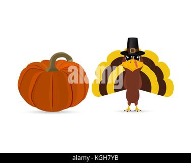 Turkey Pilgrimin on Thanksgiving Day Stock Vector