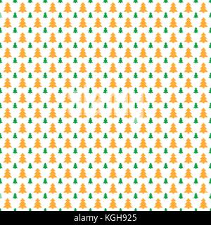 Seamless retro stylized pine tree forest pattern background - vector Christmas decoration graphic Stock Vector