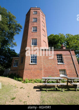 Chatley Heath, Surrey, Semaphore Tower, one in a line of towers that linked Portsmouth naval harbour with the Admiralty in London befre the telegraph. Stock Photo