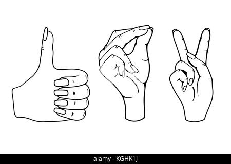 Monochrome Female hands symbolizing: click well and win. Vector illustration isolated on white background. Stock Vector