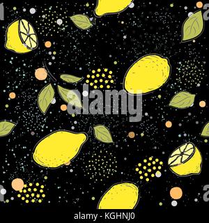 Colorful Seamless Pattern with lemon. Vector Illustration Stock Vector