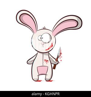Bad rabbit - horror illustration. Stock Vector